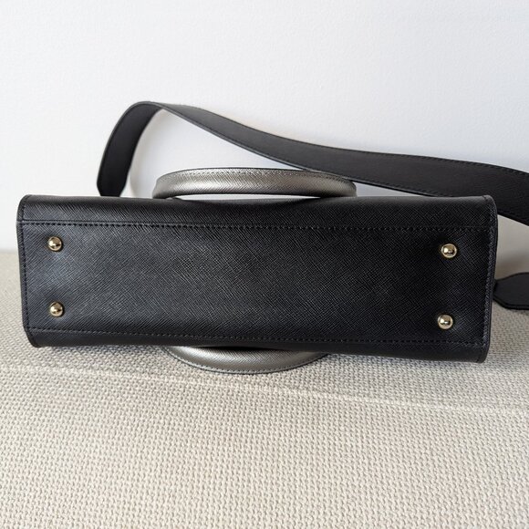 LANCASTER Paris Black & Grey Adeline Genuine Leather Bag with Shoulder Strap - Picture 5 of 16